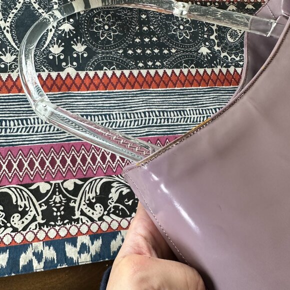 Prada Light Purple Patent Leather Clear Handle Handbag, with Auth card, Vintage - Picture 14 of 16